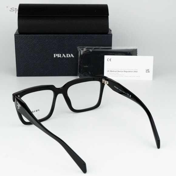 BRAND NEW Prada PRA19V 16K1O1 Black Square Demo Women Eyeglasses - Picture 8 of 8